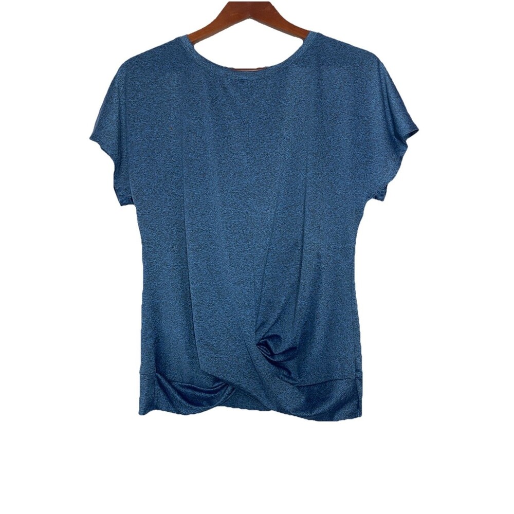 Apt 9 Women's Petite Medium Blue Short Sleeve Active Top Shirt Twist Front